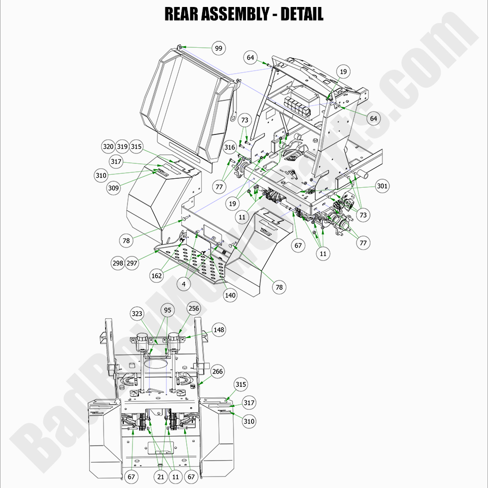 2897 - Bad Boy Mower Parts Lookup > 2022 > Revolt > Rear Assembly Detail